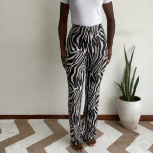 floral black & cream palazzo pants