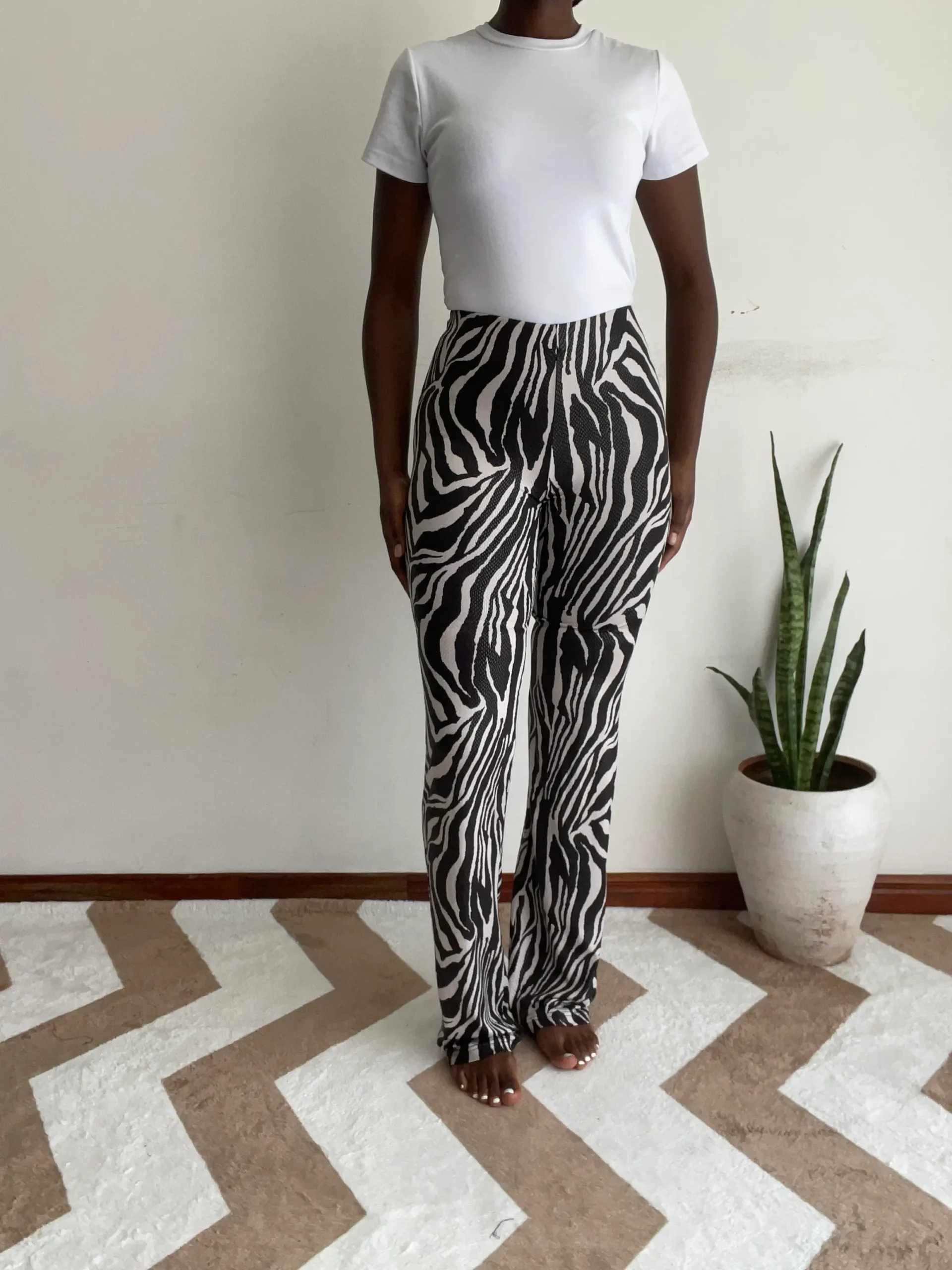 Floral Black & Cream Palazzo Pants floral black and cream palazzo pants kenya