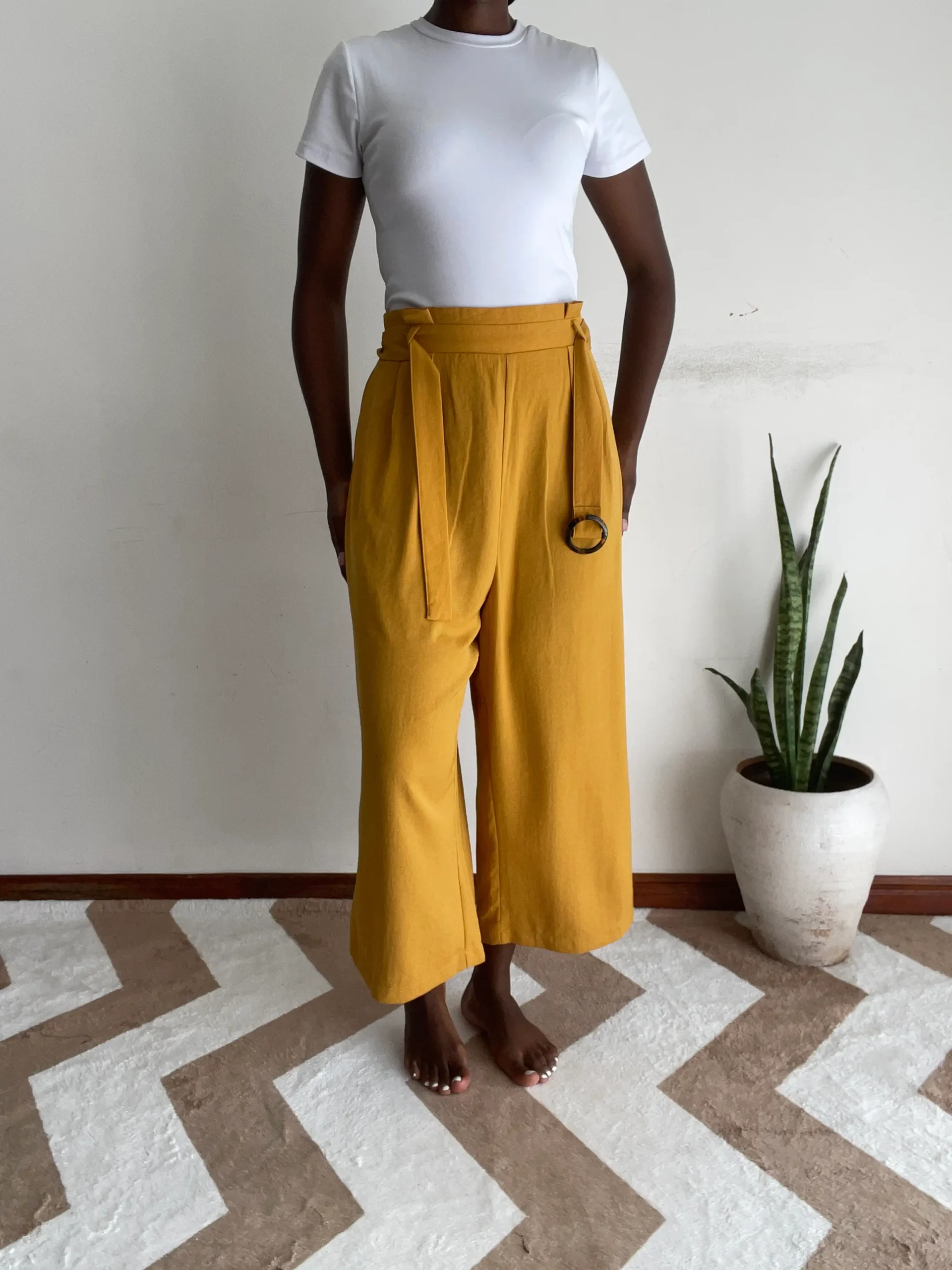 Home Solid Brown Palazzo Pants Scaled