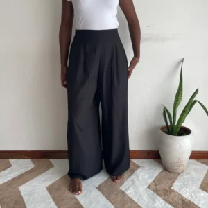 Black High-Waist Pleated Palazzo Pants