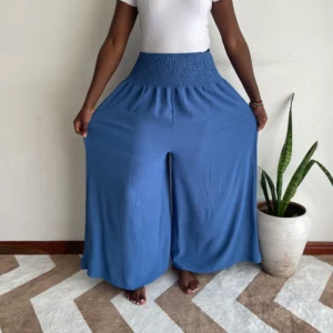 New Arrivals blue smocked waist wide leg palazzo pants kenya