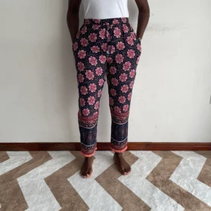 boho floral print palazzo drawstring pants