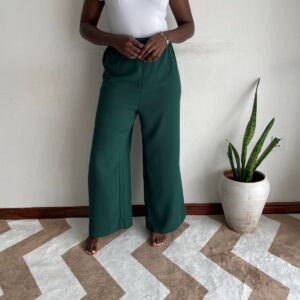 New Arrivals emerald green wide-leg pants front view