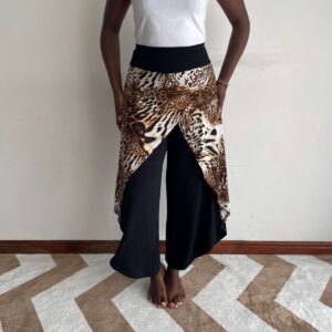 New Arrivals leopard wrap wide-leg palazzo front view