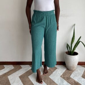 Home teal paperbag culotte front view