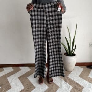 Black & White Check Flare Pants, front view
