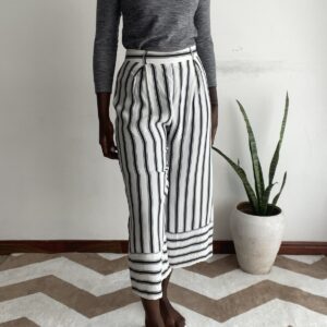 Black & White Striped Wide Culottes, front view