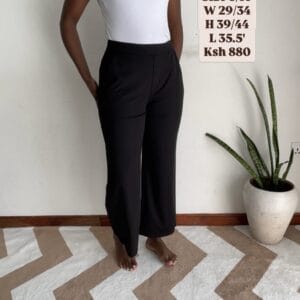 Black Straight-Leg Office Trousers, with measurements