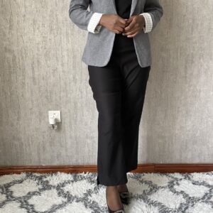 Black Stretch Office Trousers, front view