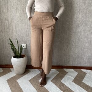 Camel Cropped Wide-Leg Trousers, front view