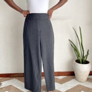 Charcoal Pinstripe Wide-Leg Trousers, front view