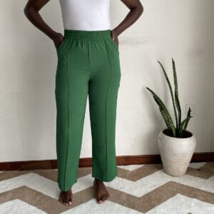 Forest Green Straight Trousers, front view