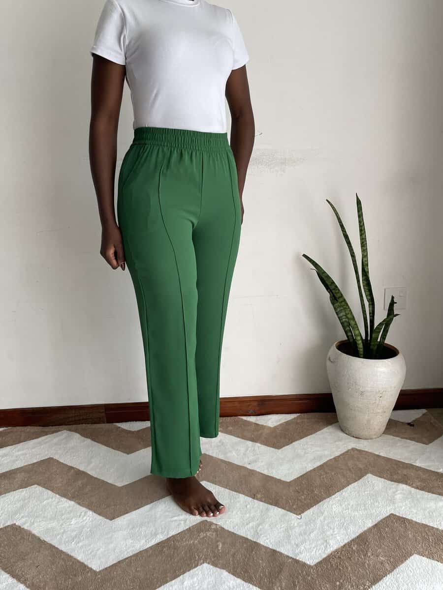 forest green straight trousers | size 8 Forest Green Straight Trousers, another view