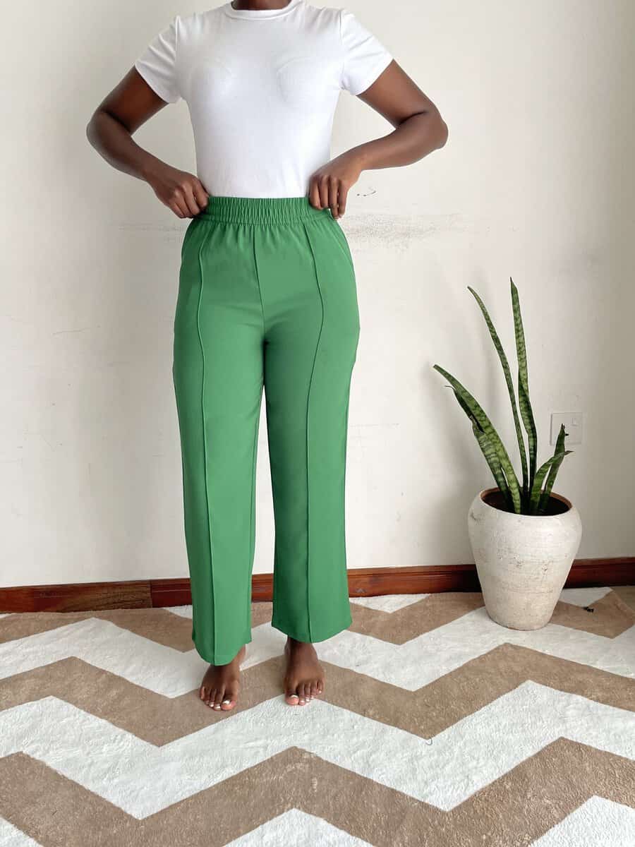 forest green straight trousers | size 8 Forest Green Straight Trousers, another view