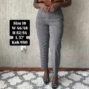 Grey Houndstooth Slim Trousers, with measurements