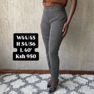 Grey Textured Stretch Slim Trousers, with measurements
