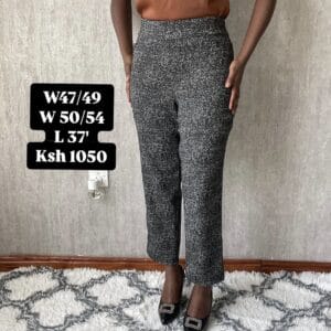 Grey Tweed Stretch Slim Trousers, with measurements