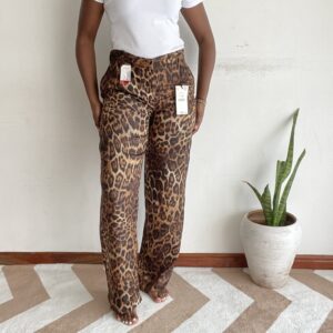 Leopard print tailored trouser, front view
