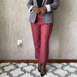 Raspberry Tapered Office Trousers, front view