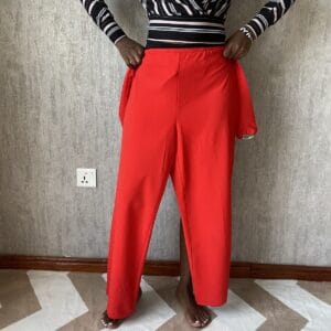 Red Tie-Waist Wide-Leg Pants, front view