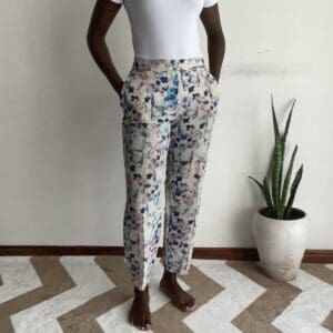 Watercolour Floral Straight Trousers, front view