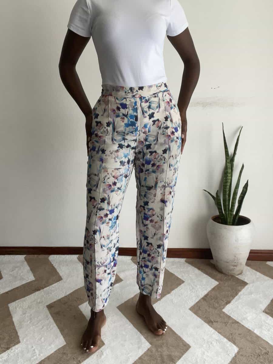 watercolour floral straight trousers | size 10 Watercolour Floral Straight Trousers, another view