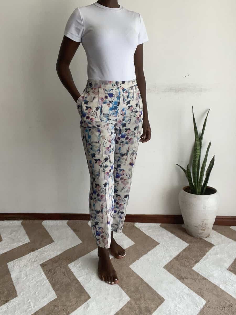 watercolour floral straight trousers | size 10 Watercolour Floral Straight Trousers, another view